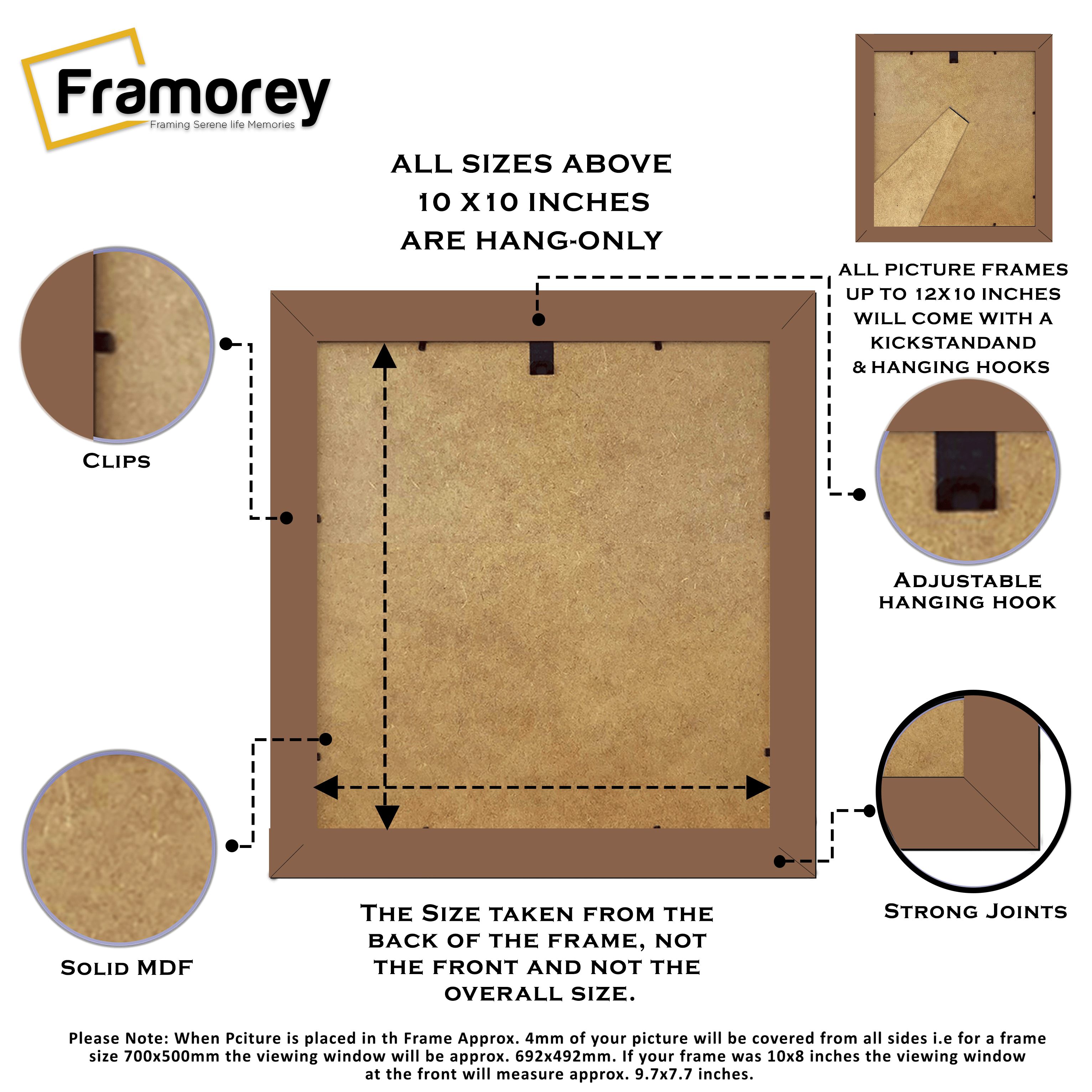 Square Size Walnut Picture Frame Vintage Distressed Photo Frames With Black Mount