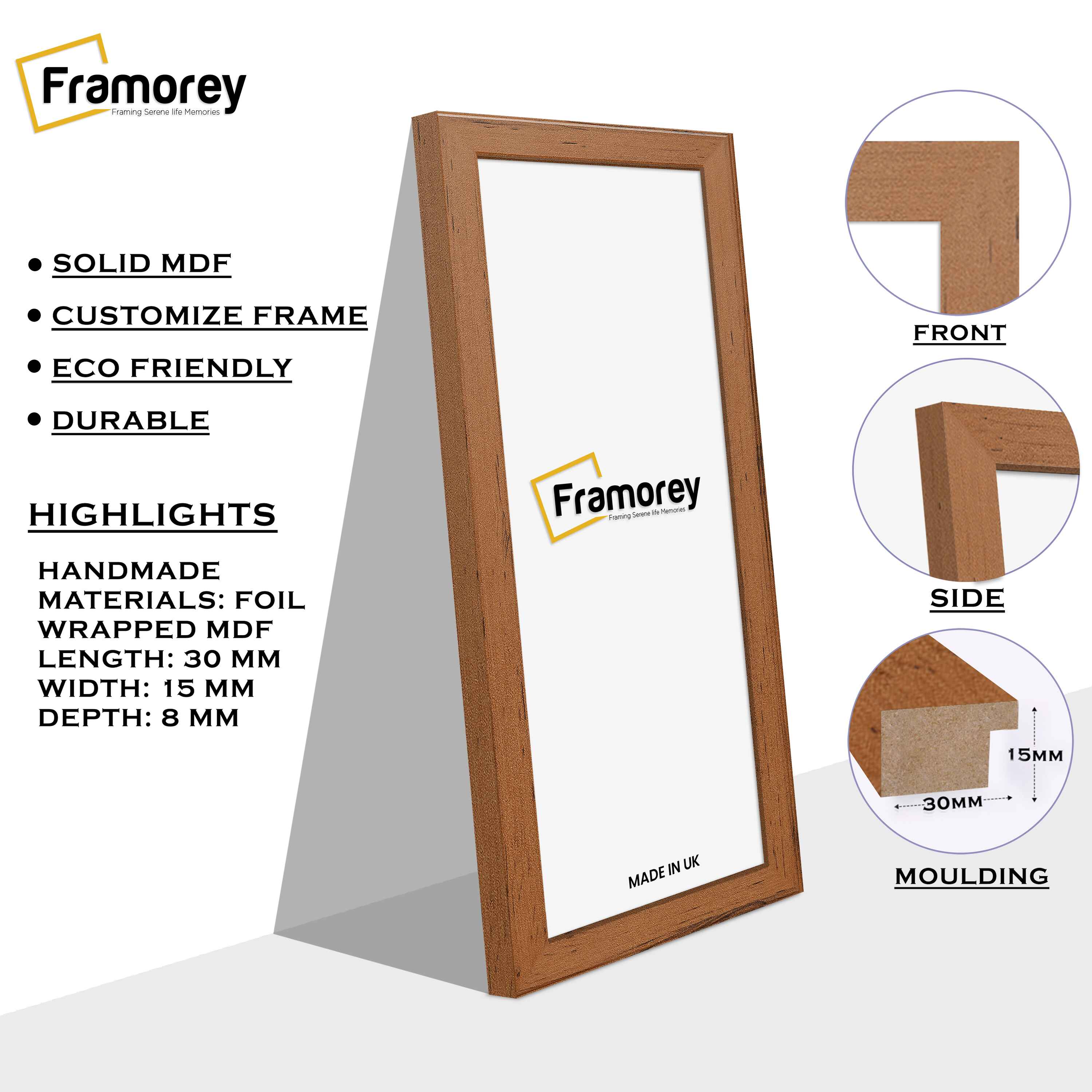 Panoramic Size Walnut Picture Frames Wall Art Frame