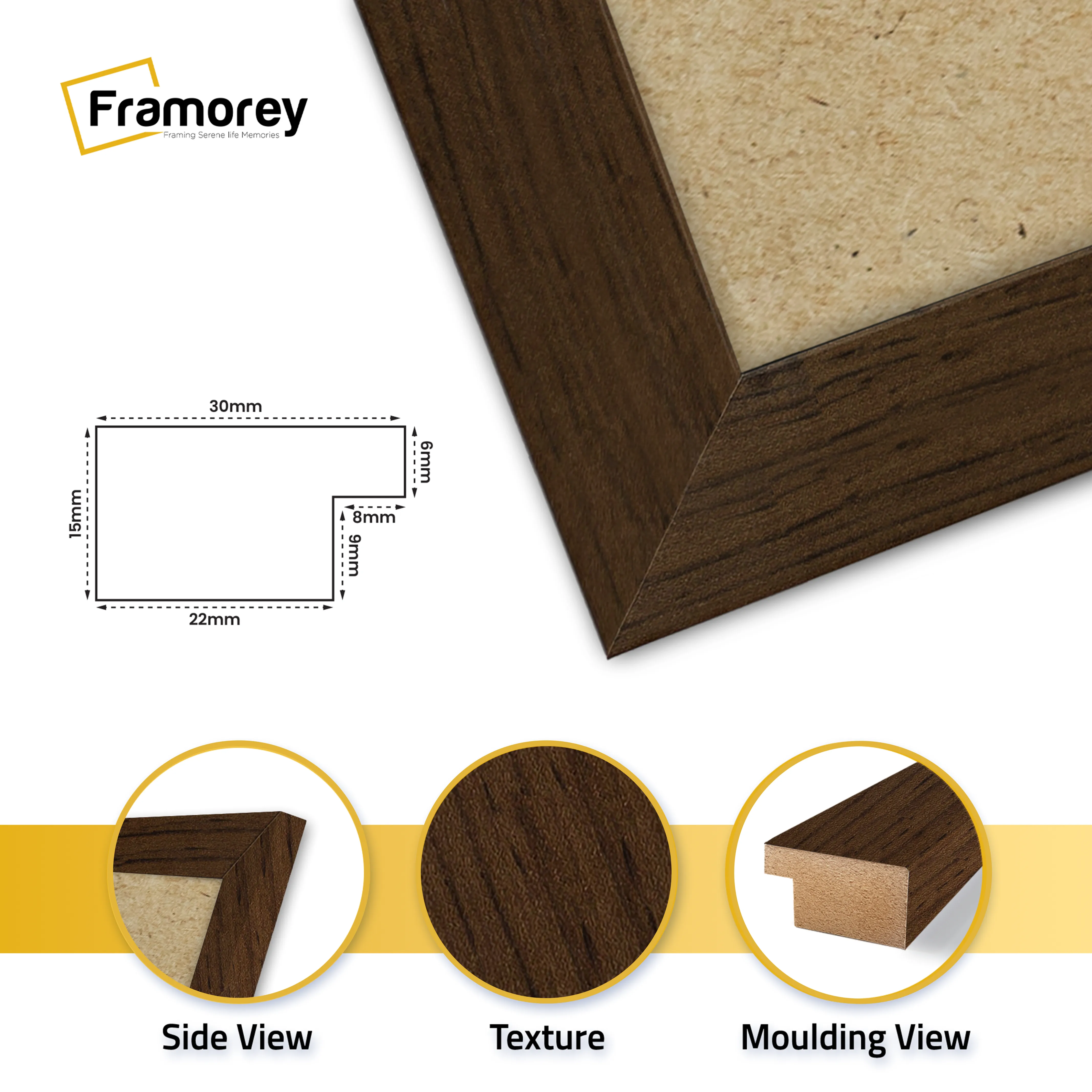 Square Size Walnut Picture Frame Wall Art Frames
