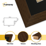 Panoramic Walnut Picture Frame With Black Mount Wall Decor Frame