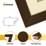 Panoramic Walnut Picture Frame With Ivory Mount Wall Decor Frame
