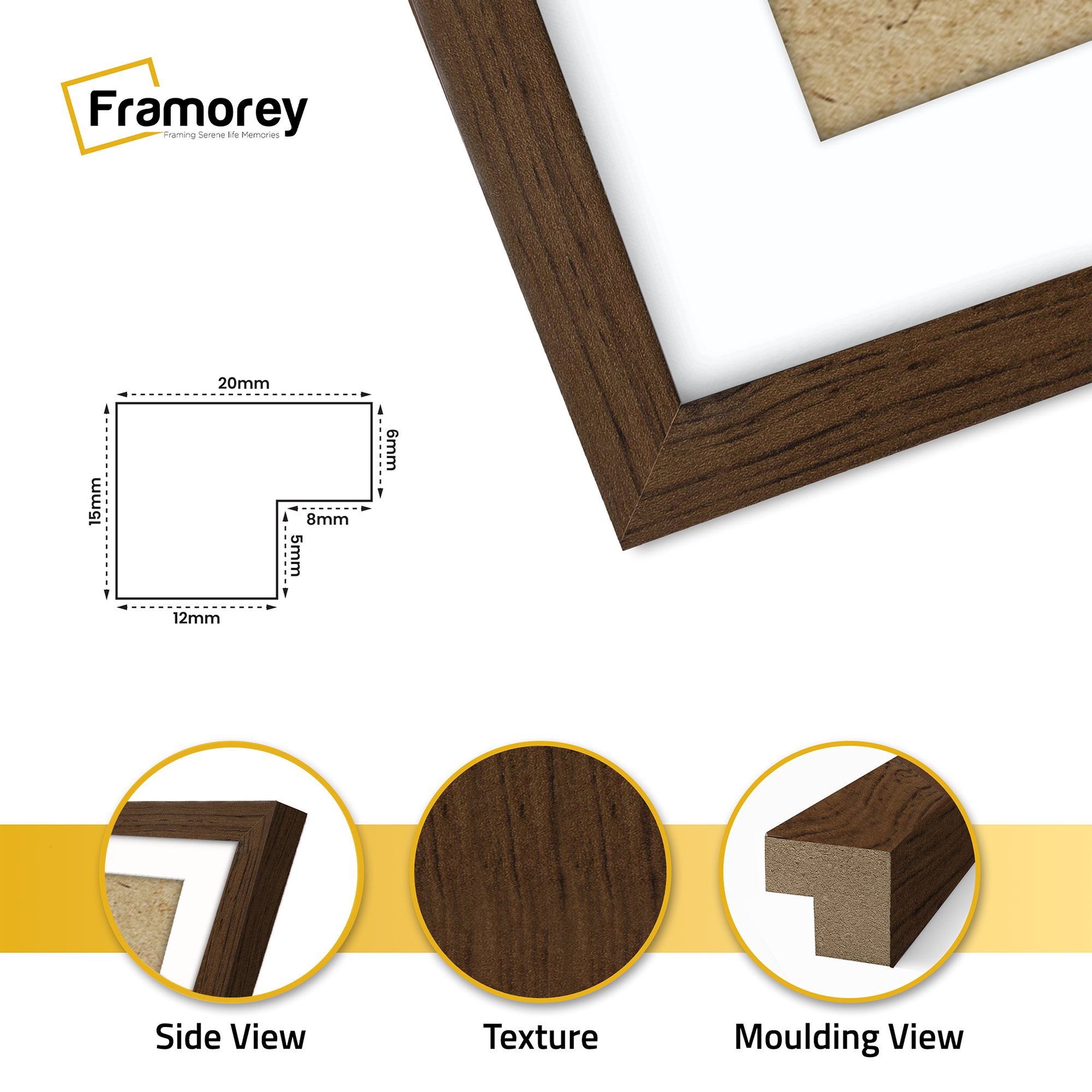 Walnut Thin Matt Picture Frame Poster Frames With White Mount