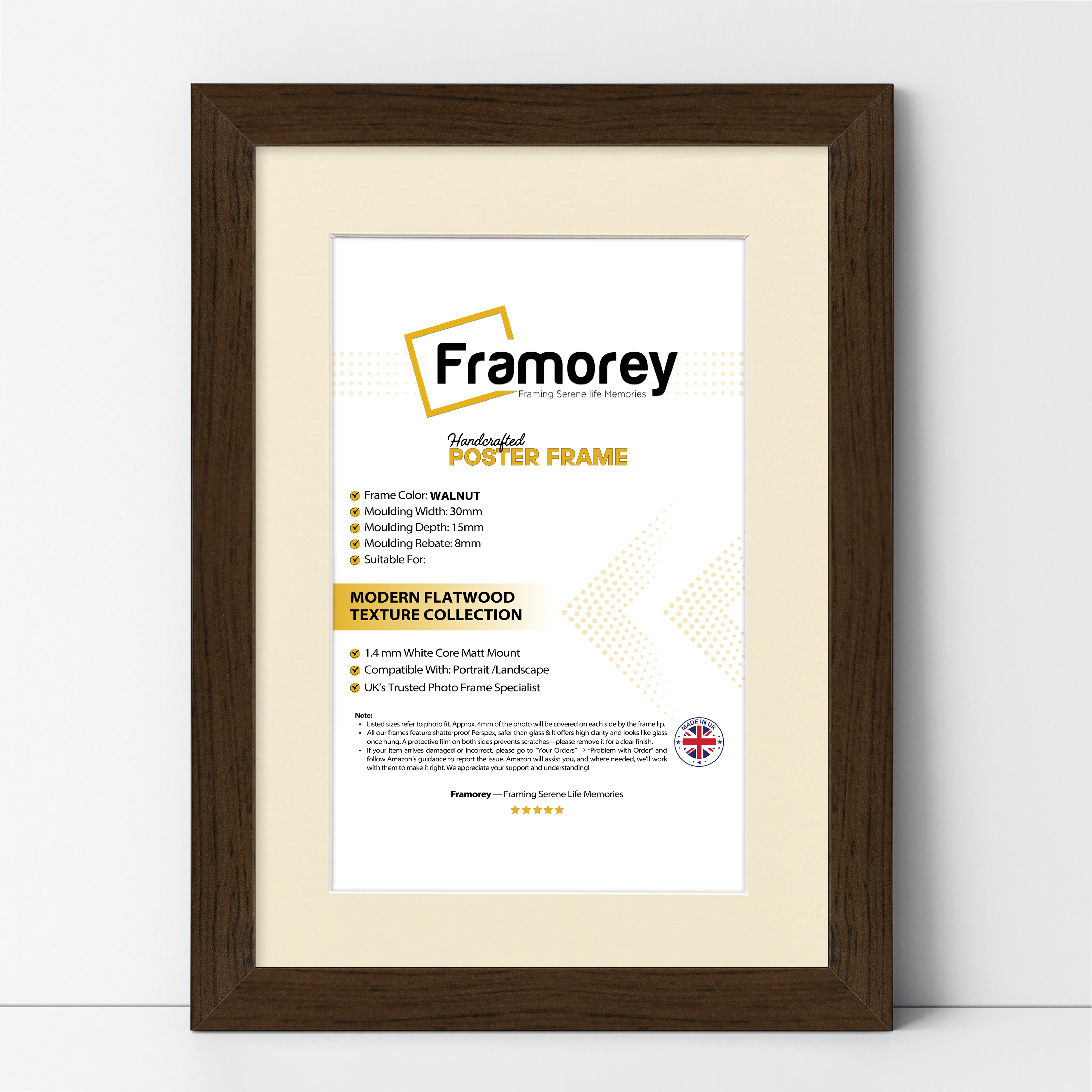 Walnut Picture Frame With Ivory Mount