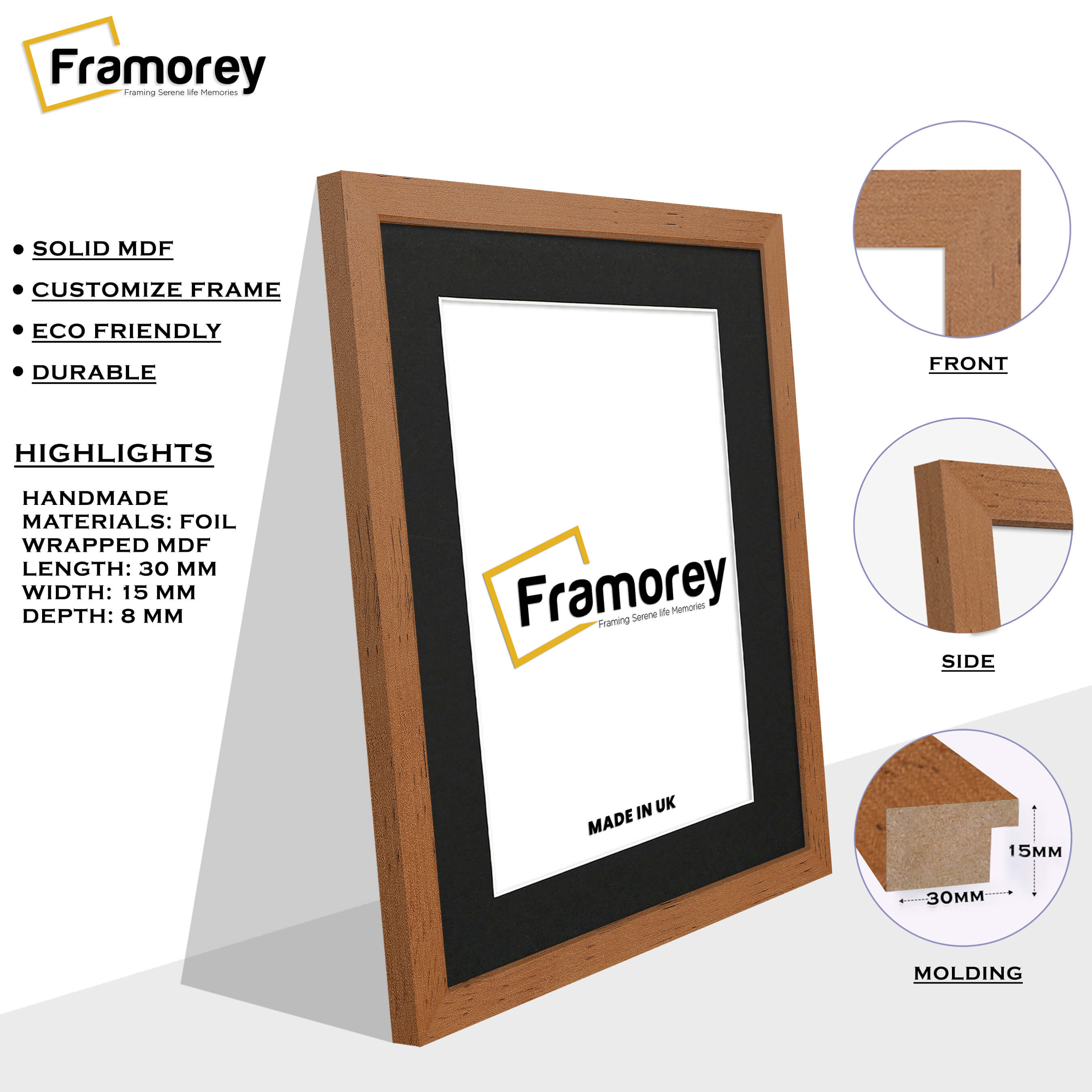 Walnut Picture Frame with Black Mount