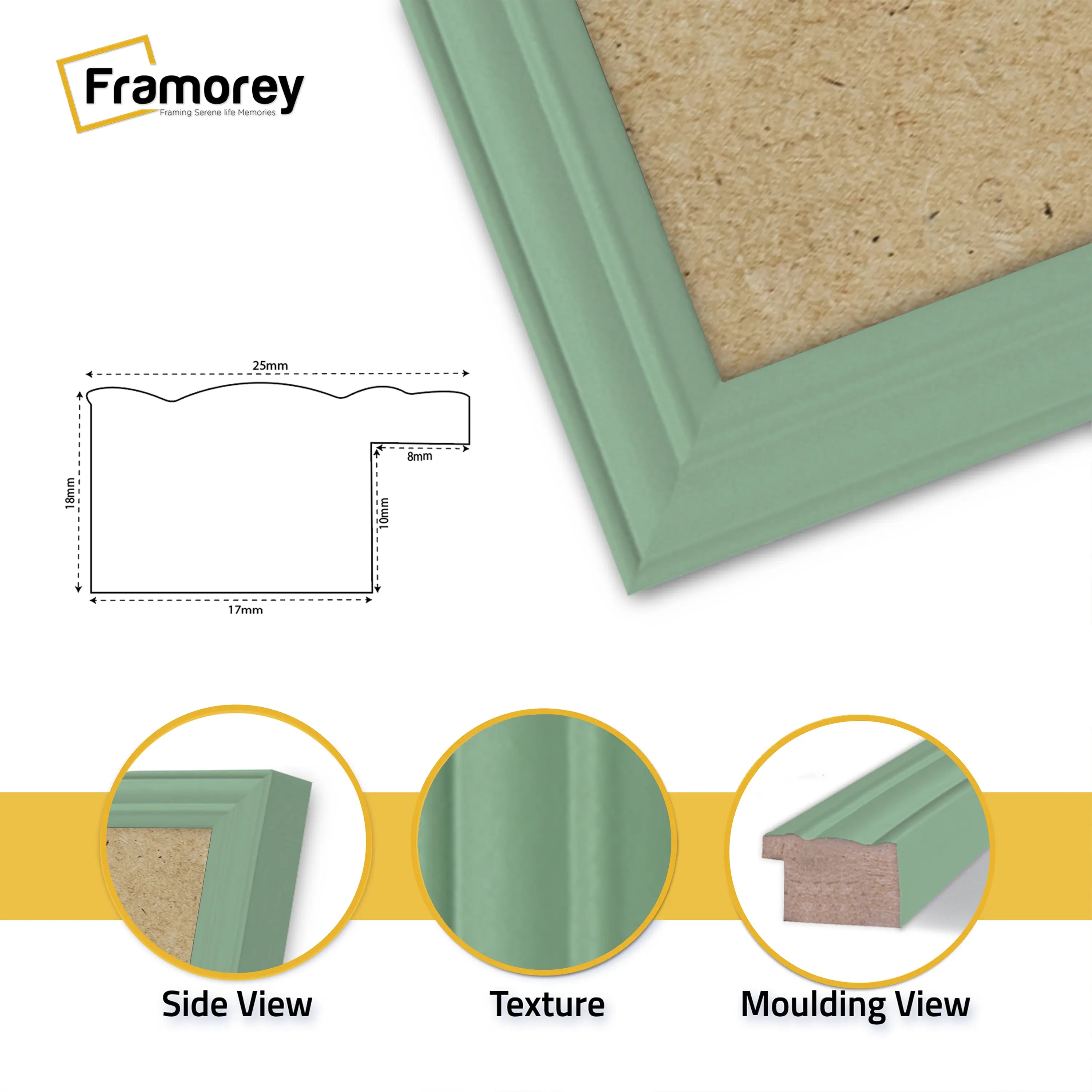 Antique Style Panoramic Green Picture Frame Without Mount Photo Frame