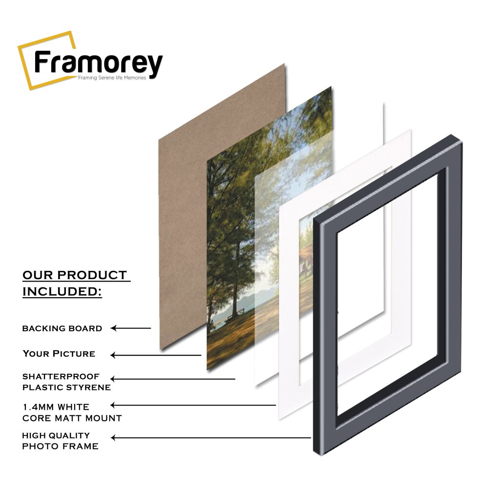 Walnut Wooden Picture Frames Big Step Style, With White Mount