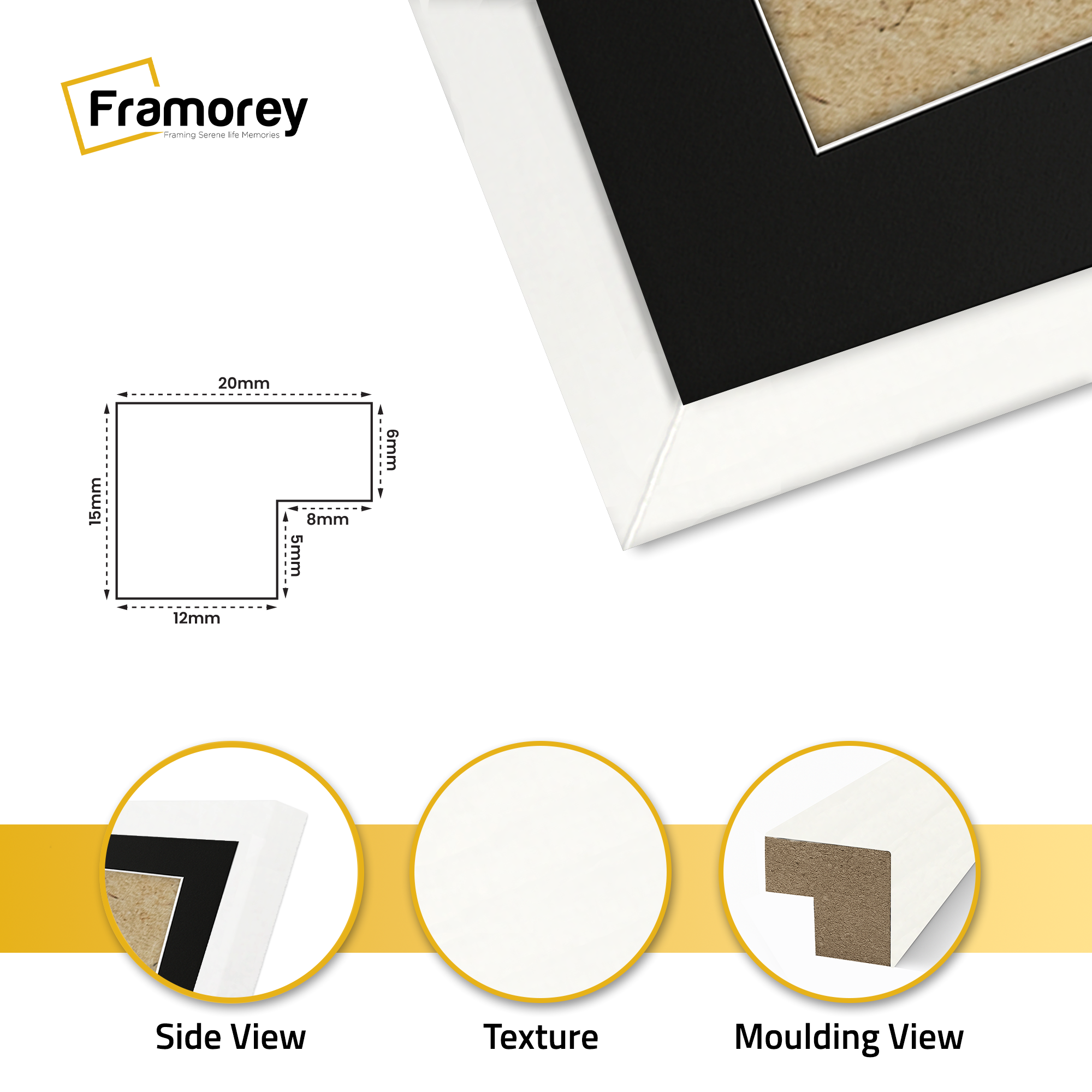 Thin Matt White Photo Frames With Black Mount