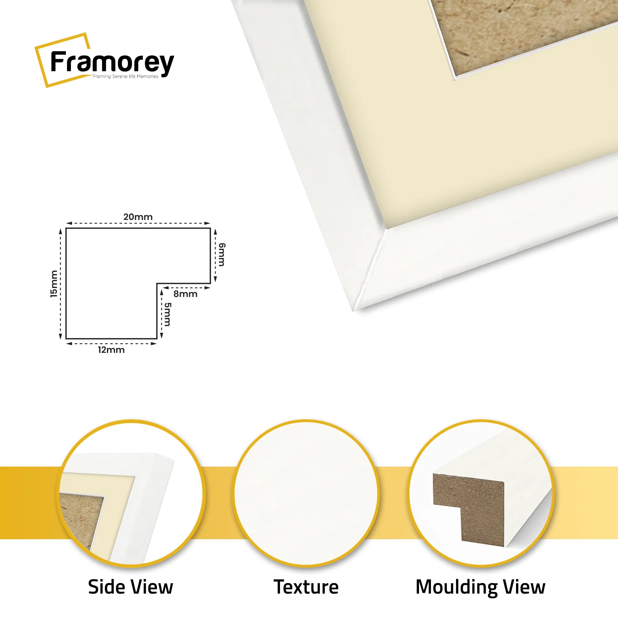 Thin Matt Panoramic White Photo Frames With Ivory Mount