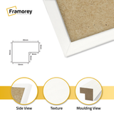 close view of white photo frame featuring side view, texture and molding view