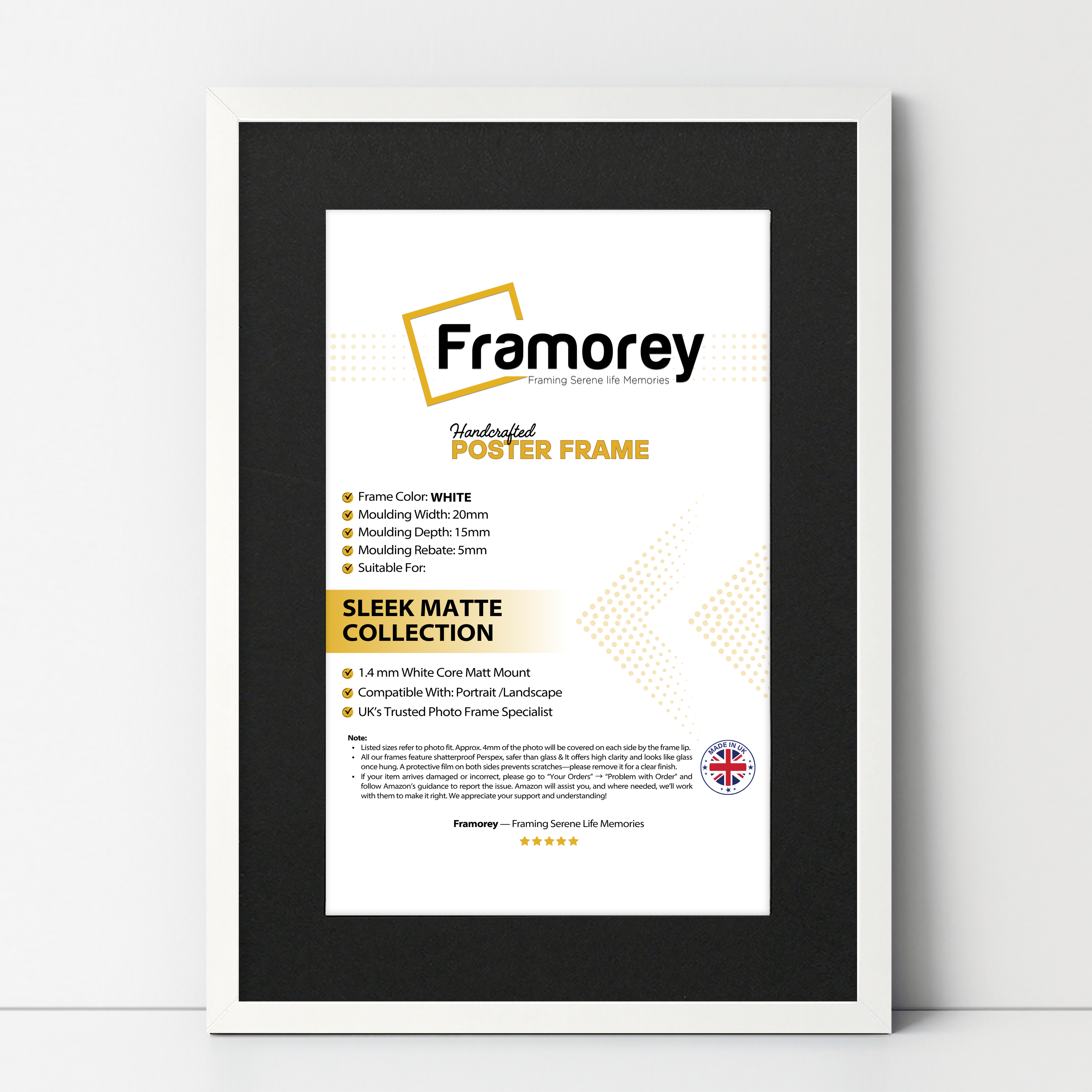 Thin Matt White Photo Frames With Black Mount