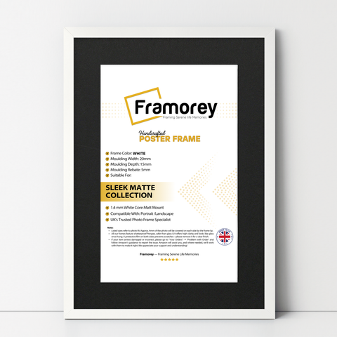 Thin Style White Photo Frames With Black Mount