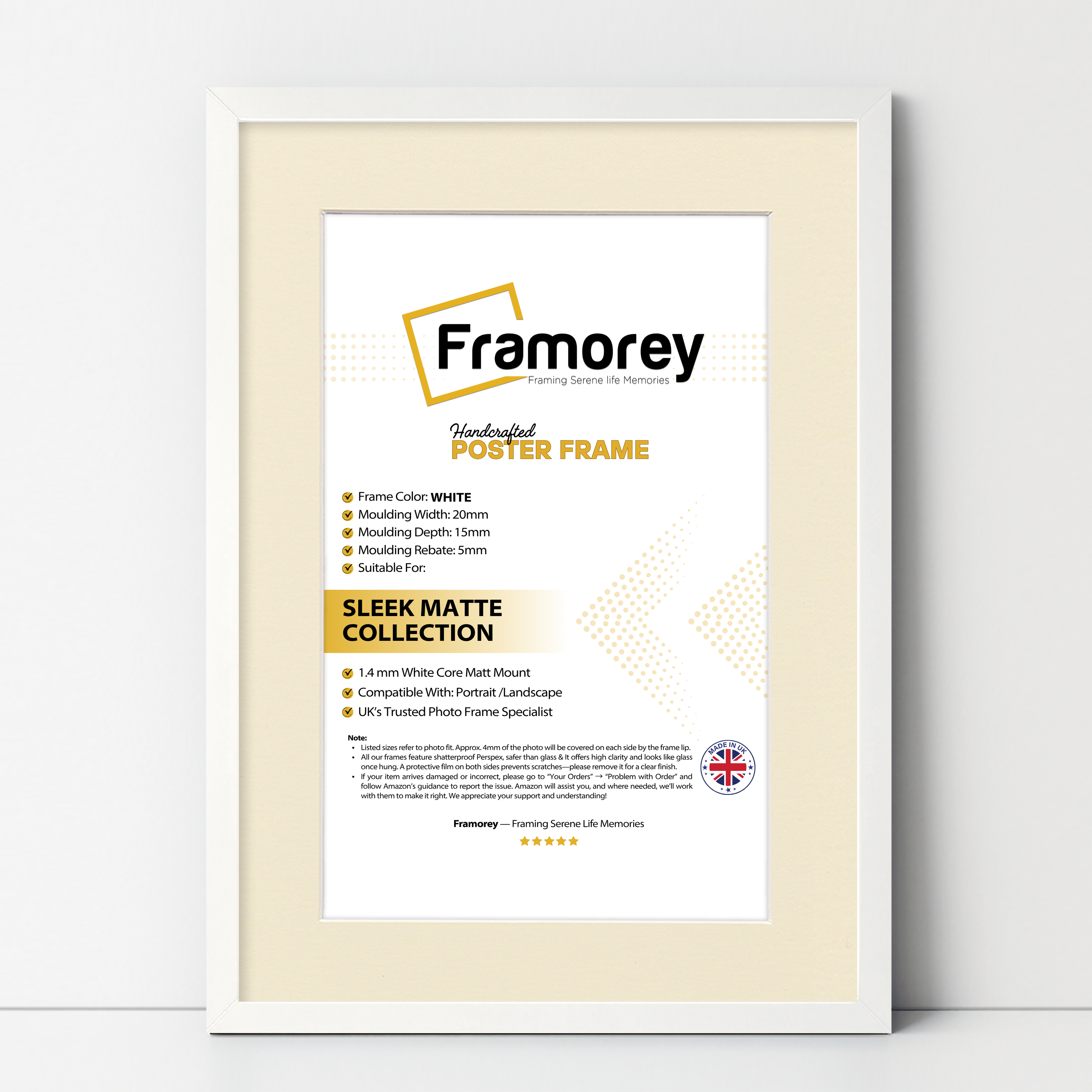 Thin Matt White Photo Frames With Ivory Mount