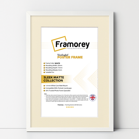 Thin Style White Photo Frames With Ivory Mount