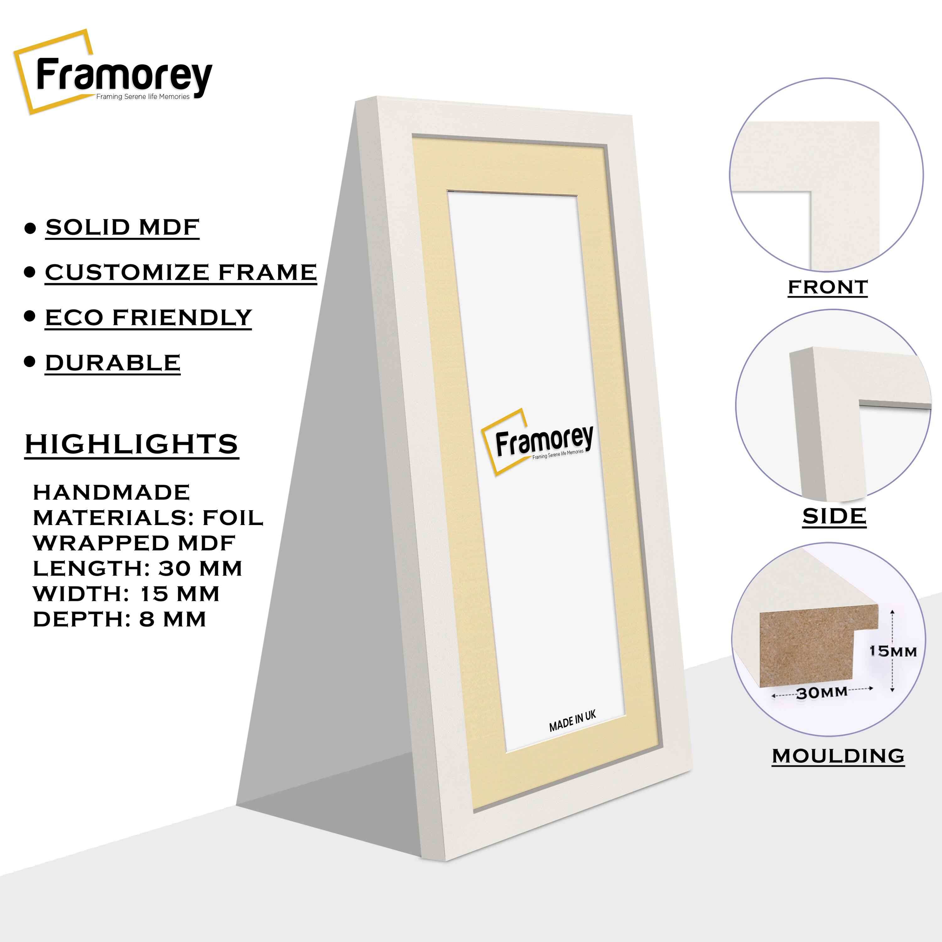Panoramic White Picture Frame With Ivory Mount Wall Décor Frame