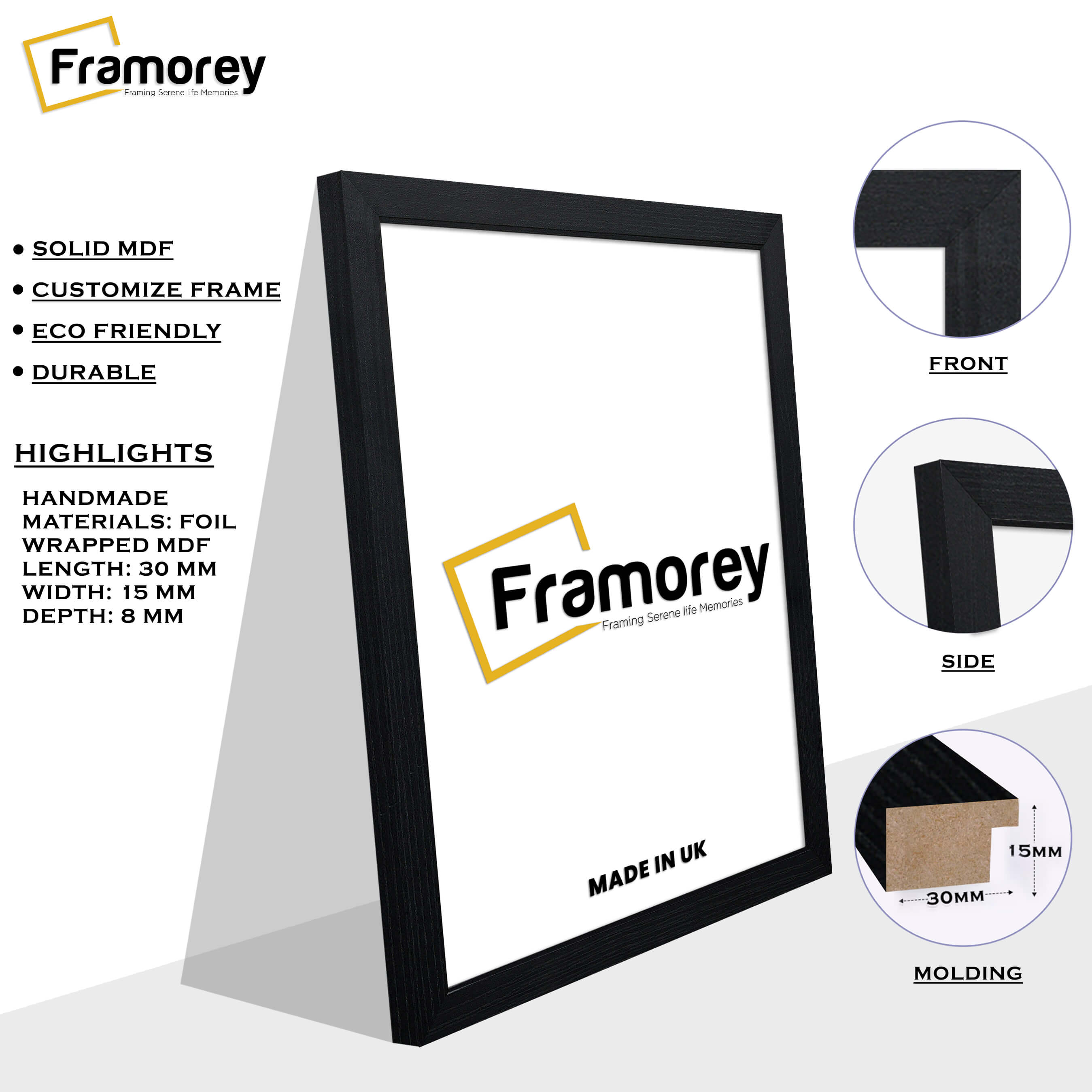 Ash Black Picture Frame, Wall Art Photo Frames